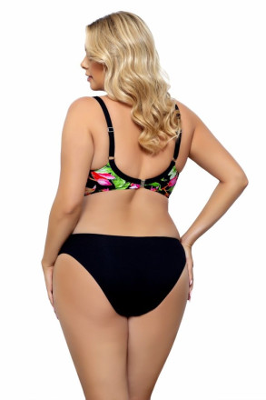 Раздельный купальник plus size с крупным цветочным рисунком на лифе 