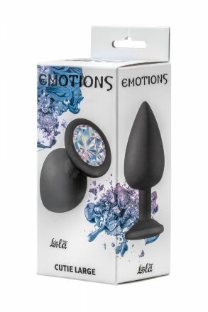 Чёрная анальная пробка Emotions Cutie Large с прозрачным кристаллом - 10 см. 