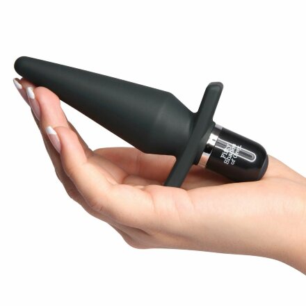 Черная анальная пробка с вибрацией Delicious Fullness Vibrating Butt Plug - 14 см. 