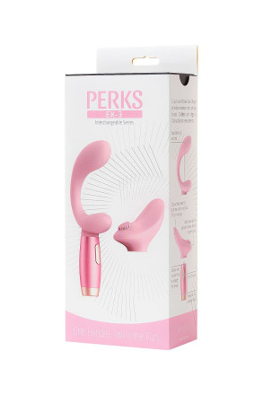 Розовый вибратор Le Stelle PERKS SERIES EX-3 с двумя сменными насадками 