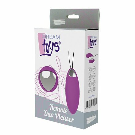 Фиолетовое перезаряжаемое виброяйцо Remote Duo Pleasure 