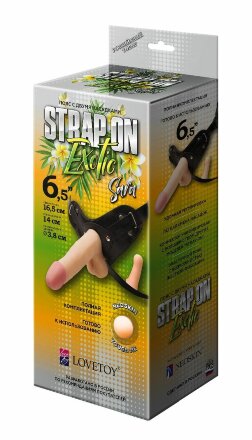 Пояс-трусики с 2 насадками Exotic-Sara - 16,5 см. 