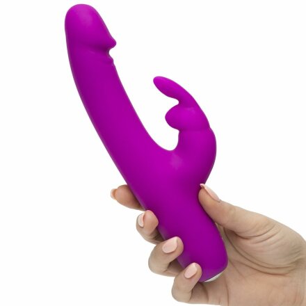 Фиолетовый перезаряжаемый вибратор Rabbit Slimline Curve Rechargeable - 24 см. 