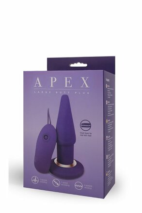 Фиолетовая анальная вибропробка APEX BUTT PLUG LARGE PURPLE - 15 см. 