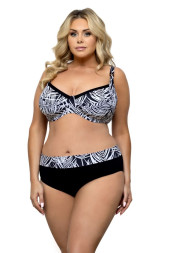 Раздельный черно-белый купальник plus size