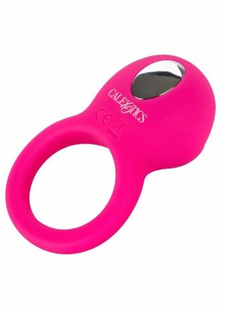 Ярко-розовое эрекционное кольцо Silicone Rechargeable Teasing Tongue Enhancer 