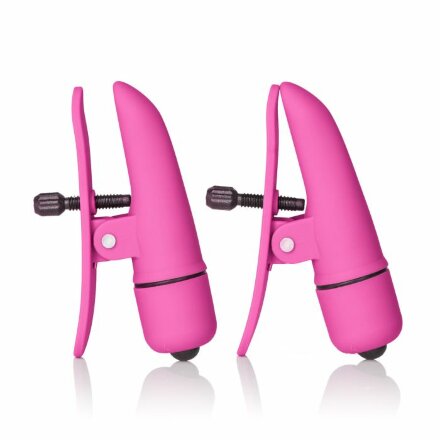 Розовые зажимы на соски с вибрацией Nipple Play Nipplettes 