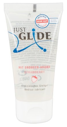Смазка на водной основе JUSTGLIDE со вкусом клубники - 50 мл.  