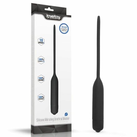 Черный уретральный виброплаг Silicone Vibrating Urethral Dilator - 21 см. 