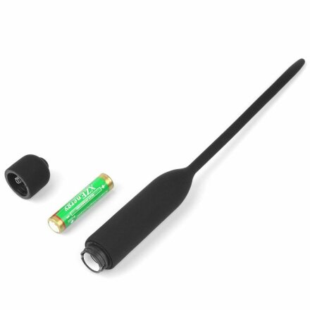 Черный уретральный виброплаг Silicone Vibrating Urethral Dilator - 21 см. 
