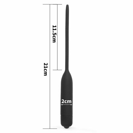 Черный уретральный виброплаг Silicone Vibrating Urethral Dilator - 21 см. 
