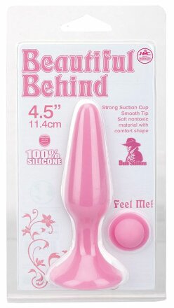 Розовая анальная пробка BEAUTIFUL BEHIND SILICONE BUTT PLUG - 11,4 см. 