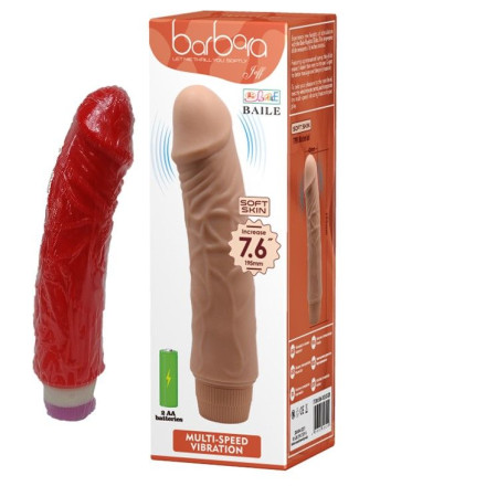 Красный вибратор-реалистик Jeff - 19,5 см. 