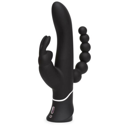 Черный перезаряжаемый вибратор Triple Curve Rechargeable Rabbit Vibrator - 25,4 см. 