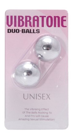 Серебристые шарики VIBRATONE DUO BALLS SILVER BLISTERCARD 