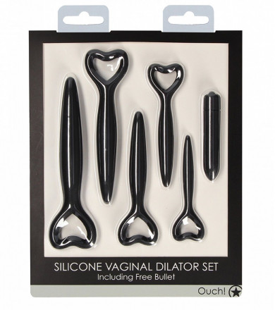 Набор вагинальных расширителей с вибропулей Silicone Vaginal Dilator Set 