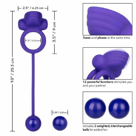 Фиолетовое эрекционное кольцо с утяжелителем Silicone Rechargeable Dual Rockin Rim Enhancer 
