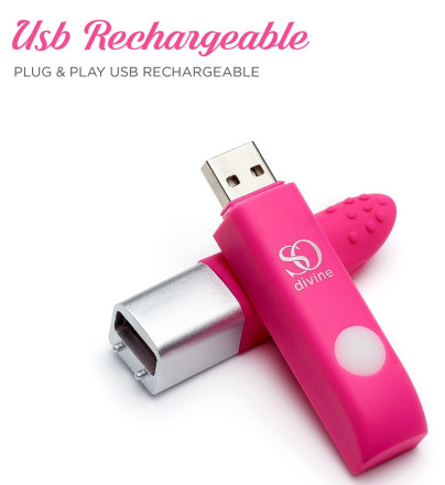 Ярко-розовый вибростимулятор Get Lucky USB Vibrator - 12 см. 