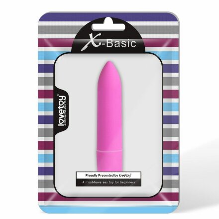 Розовая вибропуля X-Basic Long Bullet-10 speeds - 9 см. 