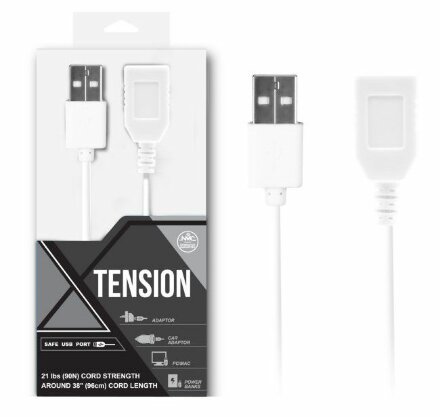 Белый удлинитель USB-провода - 100 см. 