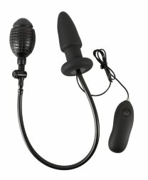 Черная надувная анальная пробка Inflatable Vibrating Butt Plug - 12,2 см.