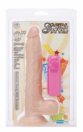 Телесный вибромассажёр на присоске G-GIRL STYLE 9INCH VIBRATING DONG - 22,9 см. 