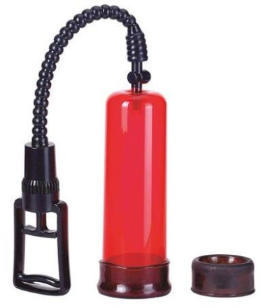 Вакуумная помпа с двумя сменными насадками NEW STAY HARD PUMP CLEAR RED 