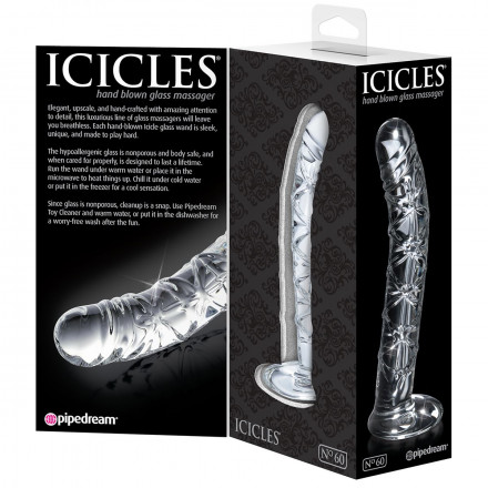 Прозрачный стеклянный стимулятор Icicles № 60 - 15 см. 