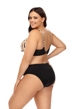 Раздельный купальник plus size с анималистическим принтом на лифе 