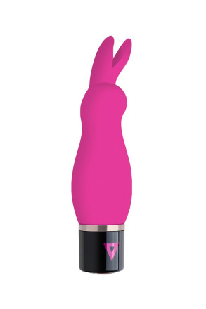 Розовый силиконовый вибратор Lil Rabbit с ушками - 13 см. 