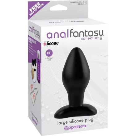 Черная анальная пробка среднего размера Large Silicone Plug - 13 см. 