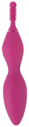 Ярко-розовый клиторальный вибратор с 3 насадками Spot Vibrator with 3 Tips - 17,9 см. 