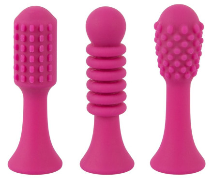 Ярко-розовый клиторальный вибратор с 3 насадками Spot Vibrator with 3 Tips - 17,9 см. 