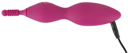 Ярко-розовый клиторальный вибратор с 3 насадками Spot Vibrator with 3 Tips - 17,9 см. 