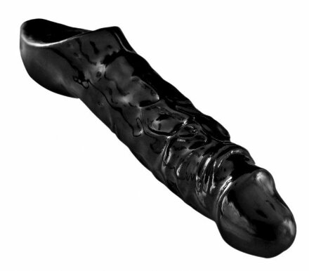 Чёрная увеличивающая насадка на член Mamba Cock Sheath Packaged - 16,5 см. 
