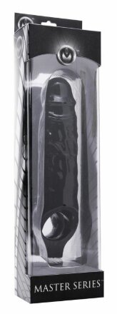 Чёрная увеличивающая насадка на член Mamba Cock Sheath Packaged - 16,5 см. 