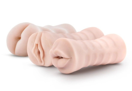 Набор из 3 мастурбаторов и вибропули 3-Pack Self-Lubricating Vibrating Stroker Sleeve Kit 