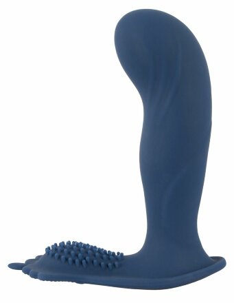 Синий вибростимулятор простаты Vibrating Butt Plug - 11,7 см. 