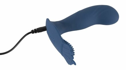 Синий вибростимулятор простаты Vibrating Butt Plug - 11,7 см. 