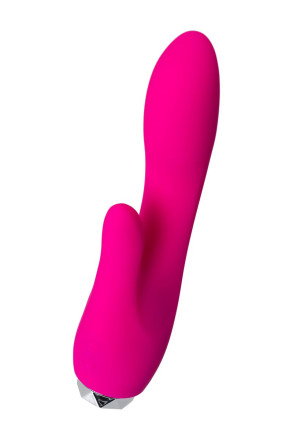 Розовый вибратор с клиторальным стимулятором L&#039;EROINA - 18 см. 