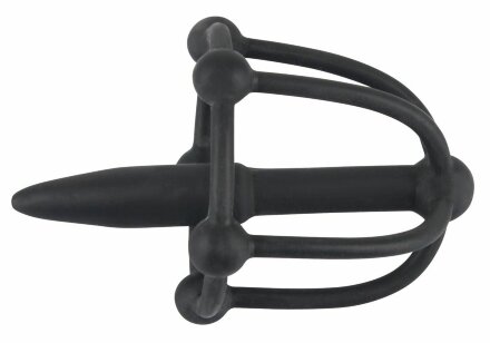 Черный силиконовый расширитель Penis Plug with Glans Cage 