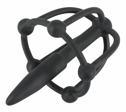 Черный силиконовый расширитель Penis Plug with Glans Cage 
