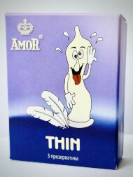 Супертонкие презервативы AMOR Thin &quot;Яркая линия&quot; - 3 шт.