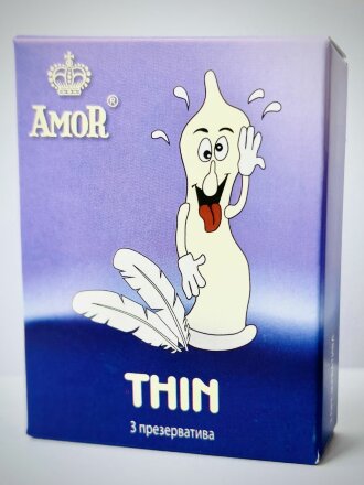 Супертонкие презервативы AMOR Thin &quot;Яркая линия&quot; - 3 шт. 