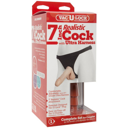 Насадка с трусиками Vac-U-Lock Set 7&quot; Realistic Ultra Harness - 17,3 см. 