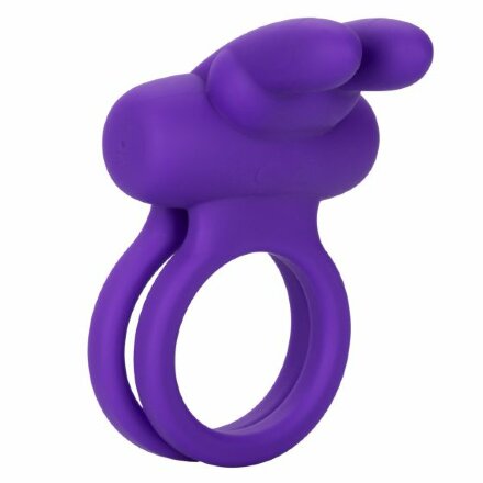 Фиолетовое двойное эрекционное кольцо Silicone Rechargeable Dual Rockin Rabbit 
