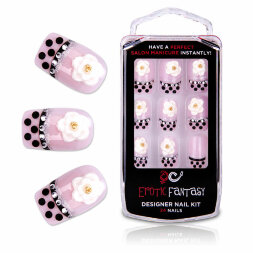 Типсы для ногтей из акрила Black Dots &amp; Crystal