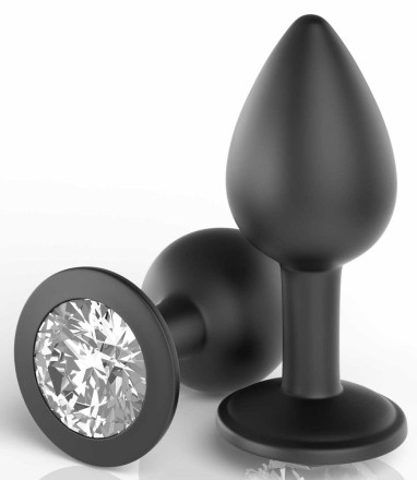 Черные трусики Crotchless Secret Gem XL-XXL с анальной пробкой 