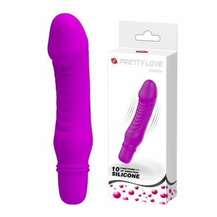 Фиолетовый мини-вибратор Justin -13,5 см. 