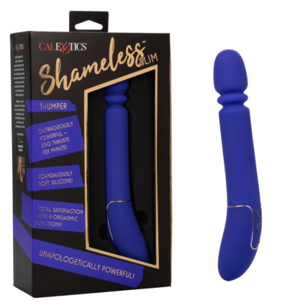 Синий вибратор с поступательными движениями Shameless Slim Thumper - 22,75 см. 